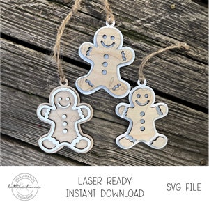 Gingerbread Ornament Svg, Gingerbread Ornament Laser File, Gingerbread Glowforge Svg, Christmas Ornament Laser File, Ornament Svg