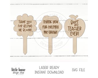 Teacher Plant Stake Laser Cut SVG File, Teacher Appreciation Gift (Digital Download)