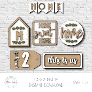 Home Tiered Tray Svg, Tiered Tray Glowforge File, Home Glowforge Svg File, Family Bundle Laser Files