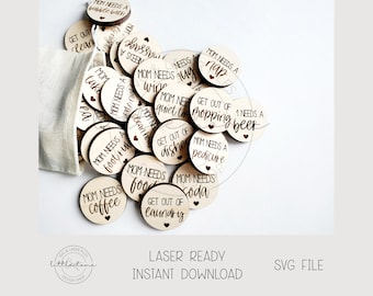 Mother's Day Tokens Laser File SVG, Mom Gift Coupon Tickets Cut File (Digital Download)