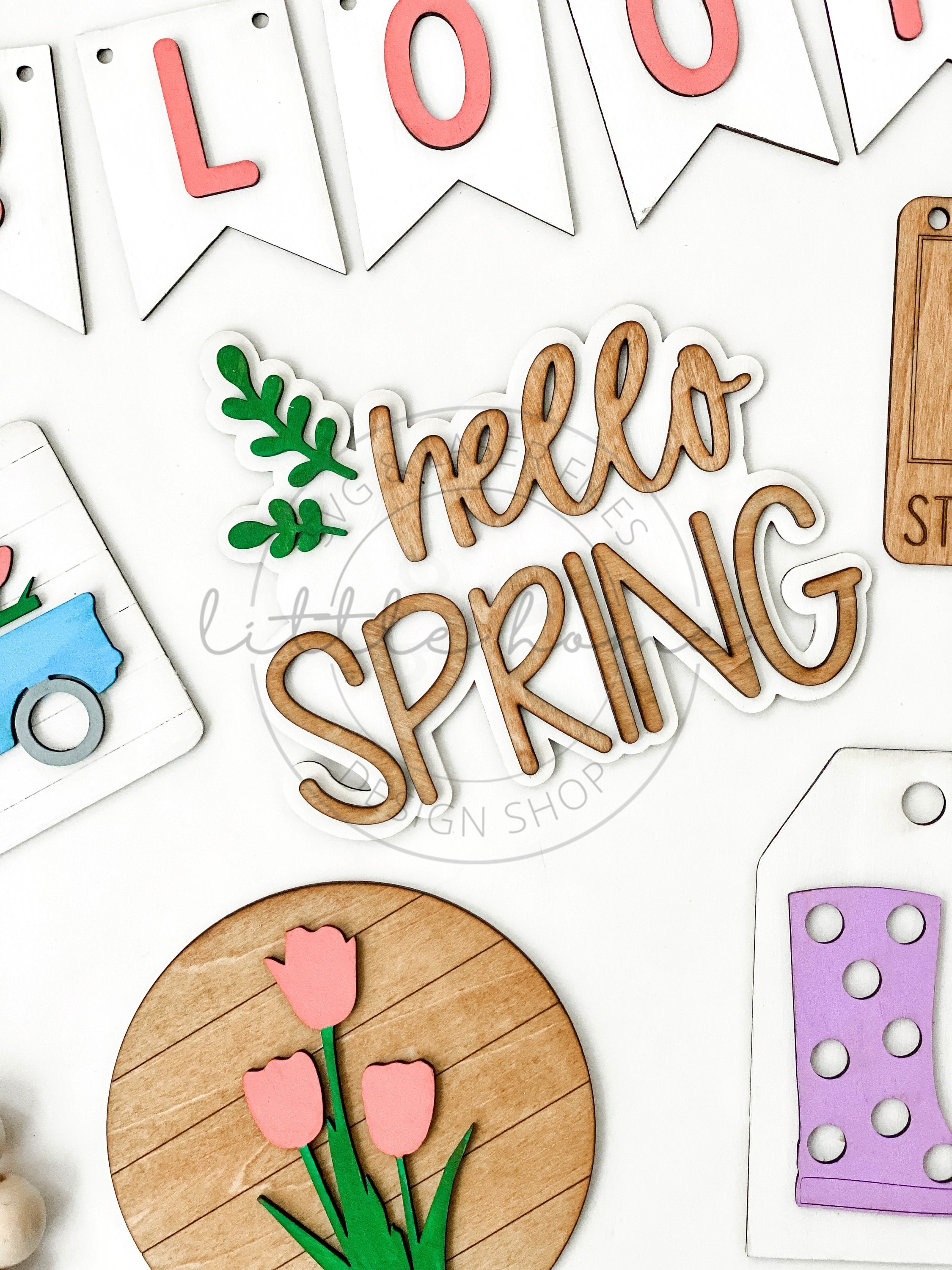 Hello Spring Laser SVG, Spring Shelf Sitter Cut File (digital Download ...