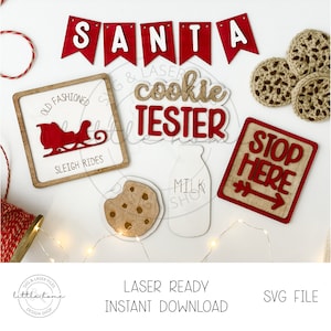 Santas Cookies Tier Tray Svg, Santa Laser File, Christmas Tier Tray Svg, Christmas Laser Files, Christmas Glowforge Svg File