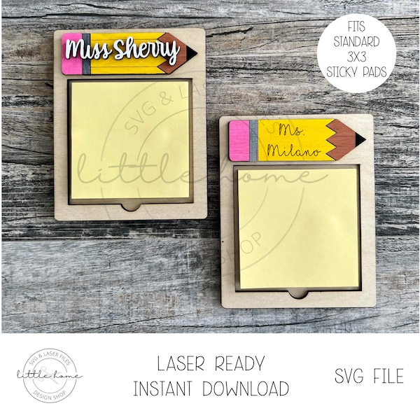 Leraar Sticky Note Holder Svg, Aangepaste Sticky Note, Leraar Kladblok Svg, Leraar Laser Geschenken Svg, Leraar Laser Cut Bestanden