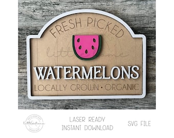 Watermelon Sign Laser Cut File, Summer Shelf Sitter SVG (Digital Download)
