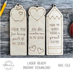 Teacher Bookmark Svg, Teacher Appreciation Gifts Svg, Teacher Gift Laser Cut File, Teacher Laser Cut Files, Bookmark Laser File