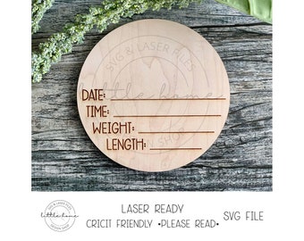 Baby Stats Sign SVG, Newborn Announcement, Birth Stats Tracker, Laser Cut File, Cricut Ready