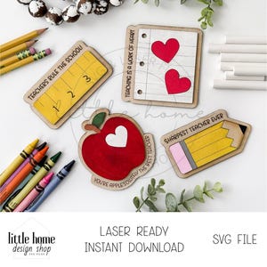 Fichier laser photo magnétique enseignant, fichiers Svg cadeaux de remerciement pour enseignant, fichiers laser pour la rentrée des classes, fichiers découpés au Laser enseignant, fichier laser aimant en bois