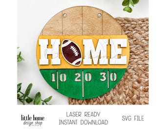 Football Door Hanger Laser SVG, Sports Season Welcome Sign File (Digital Download)