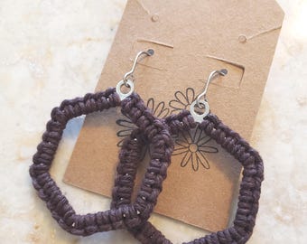 Earthy Brown Macrame Earrings | Nature-based Jewelry | Minimalist Geometric Dangle Earrings | Earth Tone Accessories for Her
