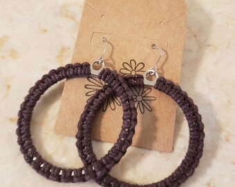 Brown Circle Macrame Earrings | Handmade Hemp Jewelry | Hippie Boho Earrings