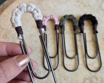 Jumbo Paperclip Macrame Bookmark | Handmade Journaling Accessory | Cute Boho Bookmark for Planners