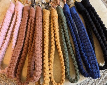 Macrame Wristlet Keychain | Handmade Boho Accessory | Wrist Lanyard for Keys and Bags