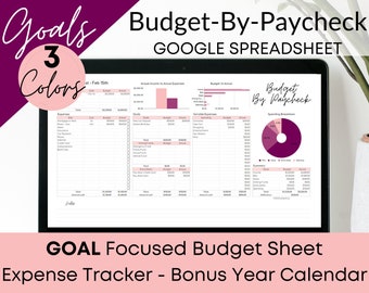 GOALS Google Sheets Budget Template, Budget By Paycheck, Easy Budget Template, Zero Based Budget, Budget Spreadsheet, Financial Planner