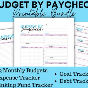 Paycheck Budget Planner, Budget by Paycheck, Expense Tracker, Debt Tracker, Savings Tracker, Instant Download, Personal Budget