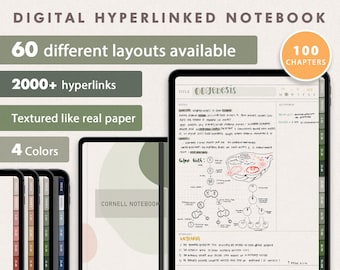 Digital Notebook | 60 Different Note-taking Templates | The Ultimate Student Notepad | Goodnotes, Notability, iPad, Tablet, College