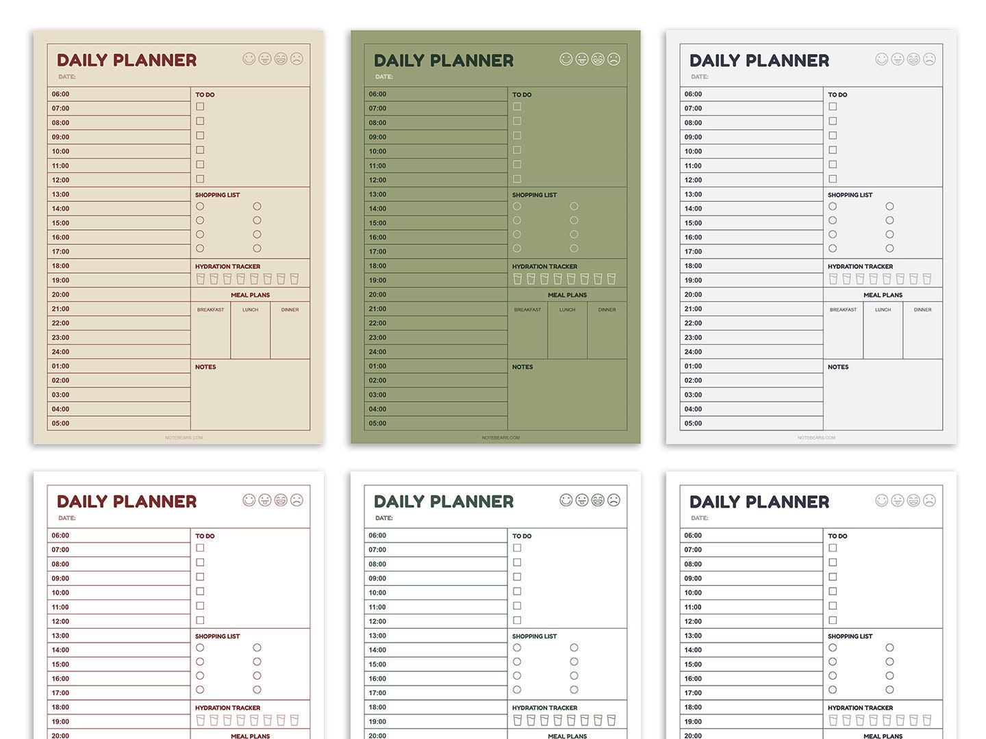Digital Daily Planner Templates | PDF Printable | Vintage Retro Themed ...
