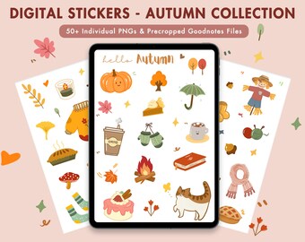 Colección Otoño / Pegatinas del Planificador Digital / Goodnotes, Notability, iPad, Tableta / Notas Adhesivas, Archivos Washi / PNG
