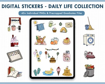 Daily Life Collection / Digital Planner Stickers / Goodnotes, Notability, iPad, Tablet / Sticky Notes, Washi / PNG Files