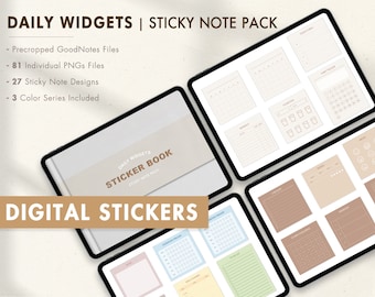Widgets diarios / Pegatinas de planificador digital / Paquete de notas adhesivas / Goodnotes, Notability, iPad, Tableta / Notas adhesivas, Washi / Png Files
