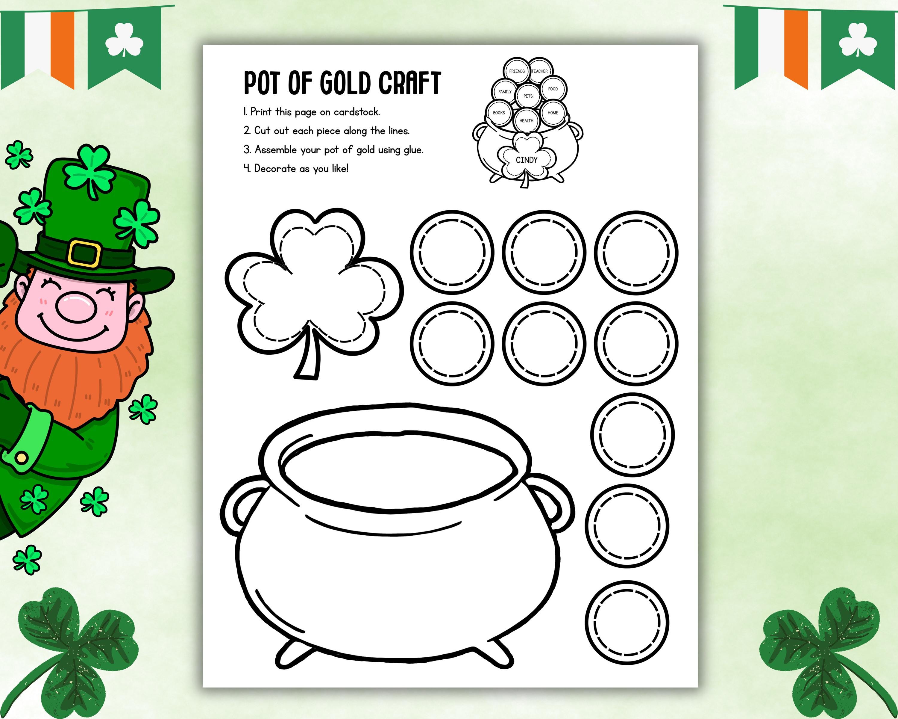 St. Patrick's Day Pot of Gold Craft Printable, Gratitude Writing…