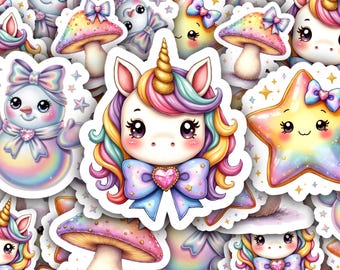 Iridescent Neon Sticker 30 PNG Bundle 300 DPI | Digital Downloads | Pumpkin, Star, Cat, Bat, Cloud, Snowman, Mushroom, Unicorn, Cupcake