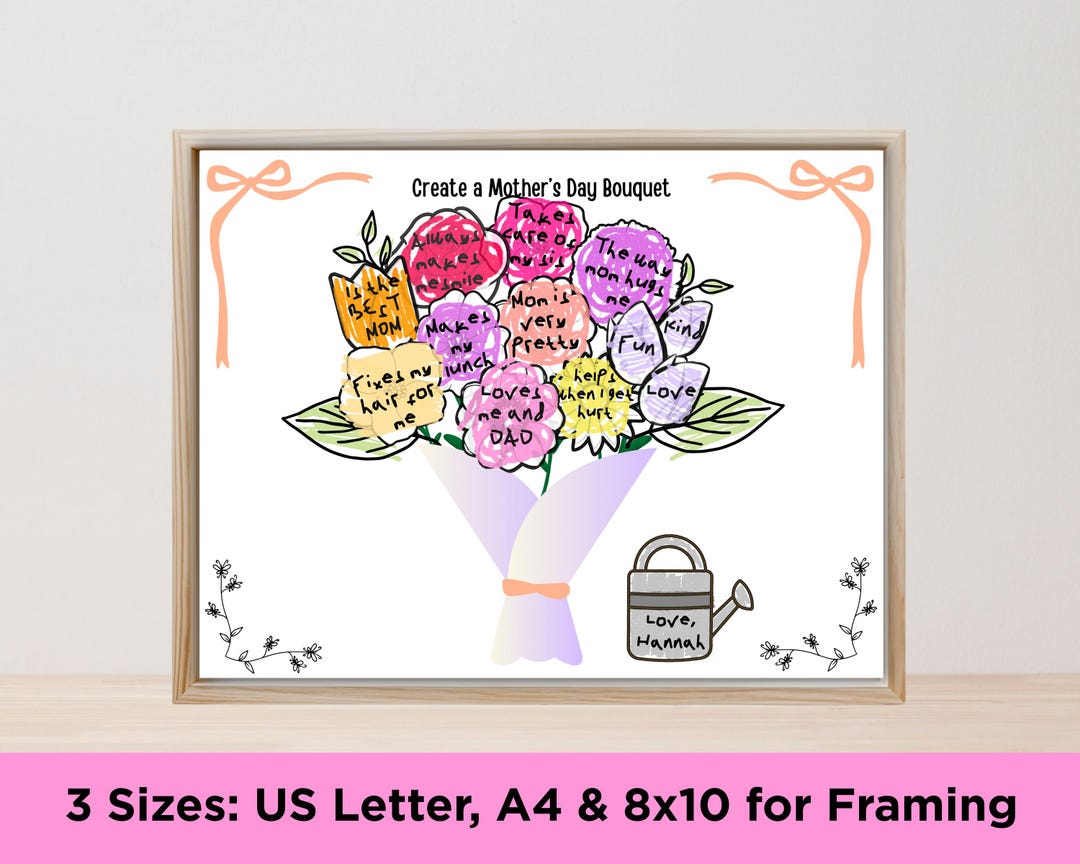Mother’s Day Craft Printable, Kids Flower Bouquet Activity, Cut and ...