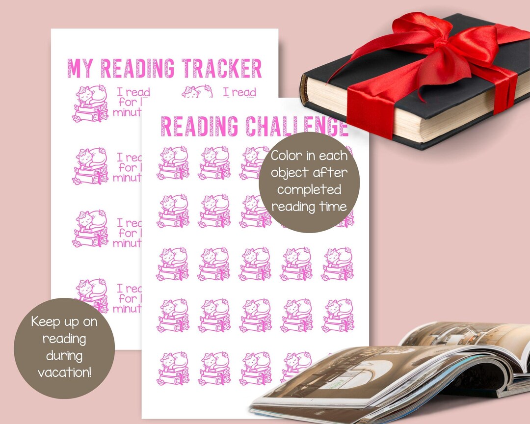 Printable Reading Cat Tracker and Challenge Sheets, 8.5x11 PDF/JPG ...