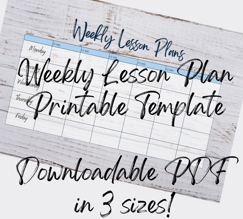 Weekly Lesson Plan Template, Digital Download Lesson Planner, Printable ...
