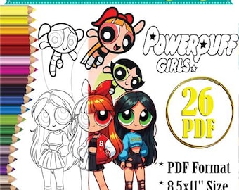 Powerpuff Girls Inspired Coloring Pages | 26  Superhero Girl Coloring Sheets | Kids Printable PDF