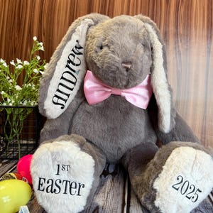 Large Personalized Easter Boy Bunny Gift:  Easter Stuffed Rabbit