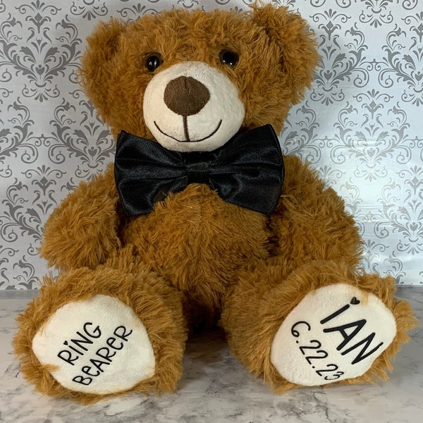 Ours en peluche au porteur, cadeau de proposition, animal en peluche personnalisé mariage, serez-vous mon porteur d'alliance