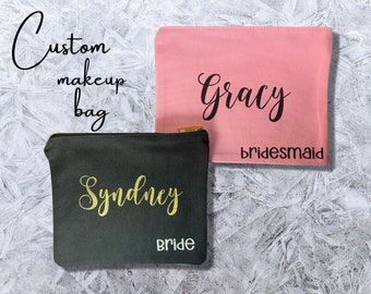 Cosmetic bag, Personalized bag, Monogram makeup bag, Bridesmaid gift, Custom makeup pouch, Toiletry bag