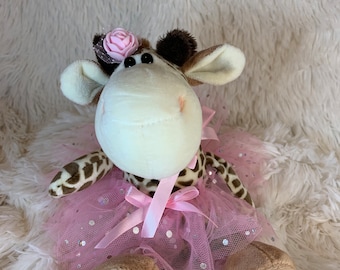 Tutú de jirafa para niña de las flores, regalo de propuesta de niña de las flores, animal de peluche personalizado para boda, ¿Quieres ser mi niña de las flores?
