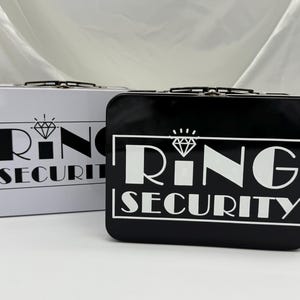 CAJA DE SEGURIDAD PARA ANILLOS NEGRA, Estuche de seguridad para anillos, Maletín para portar anillos, Alternativa para portar anillos de boda