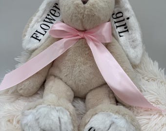 Regalo de conejito para niña de las flores, regalo de propuesta para niña de las flores, ¿Quieres ser mi niña de las flores?, conejo de peluche personalizado