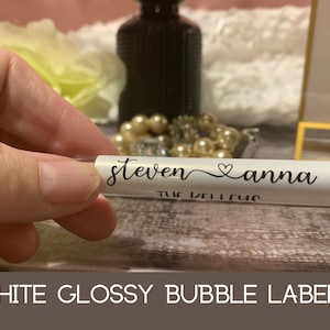 White gloss Wedding bubbles labels, Wedding Send Off Bubbles, wedding bubble favors