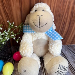 Easter Gift Custom Sheep toy, Blessed, Christened, Custom Baby Baptism Keepsake, Stuffed Lamb toy, first Easter gift