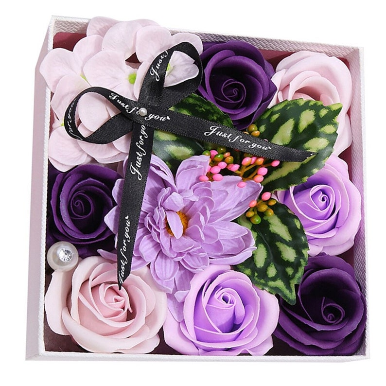 Soap Flower Gift Box Rose Flower Box Gift Soap Bouquet Etsy