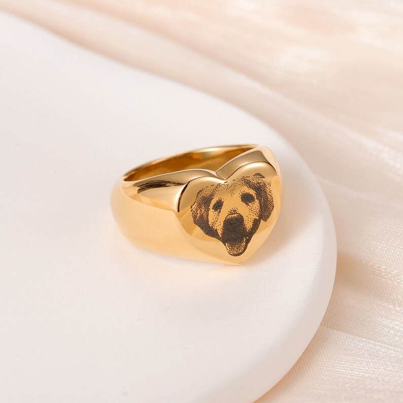 Personalized Engraved Ring Custom Pet Portrait Ring Dog Etsy UK