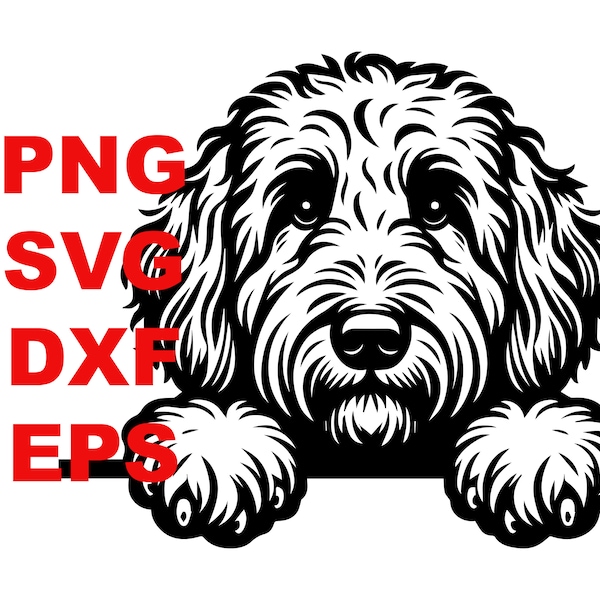 Labradoodle Golden Doodle  Peeking  SVG PNG Clipart Dog Mom Commercial Use Peeking Dog Cut File DXF  eps Doodle Mom Doodle  Dad