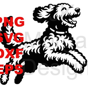 Leaping Doodle Labradoodle Golden Doodle SVG PNG Clipart Doodle maman usage commercial couper fichier DXF eps chien papa