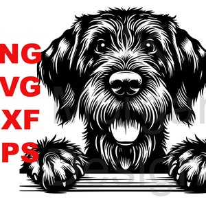 Deutsch Wirehaired Pointer Speeking SVG PNG Clipart Wirehaired Mom Kommerzielle Nutzung Peeking Dog Dad Cut-Datei DXF eps Dog Mom Wirehaired Dad