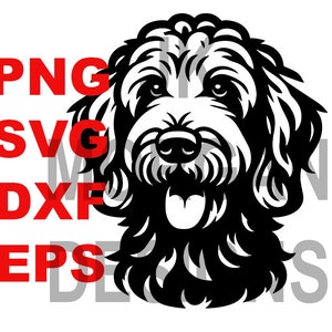 Labradoodle Golden Doodle Head SVG PNG Clipart Doodle Mom Uso commerciale File di taglio DXF eps Doodle Dad