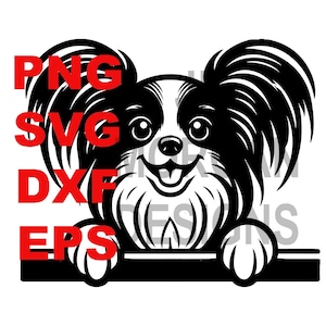 Papillon gluren SVG PNG clipart Papillon moeder commercieel gebruik gluren hond papa bestand DXF eps hond moeder Papillon papa knippen