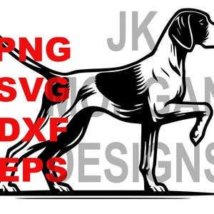 Pointeur anglais en position de pointage SVG PNG Clipart chien maman usage commercial couper fichier DXF eps pointeur maman chien papa