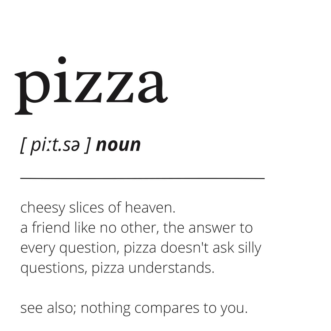 Pizza Definition Print A4 Poster Funny Quote Print Wall Etsy