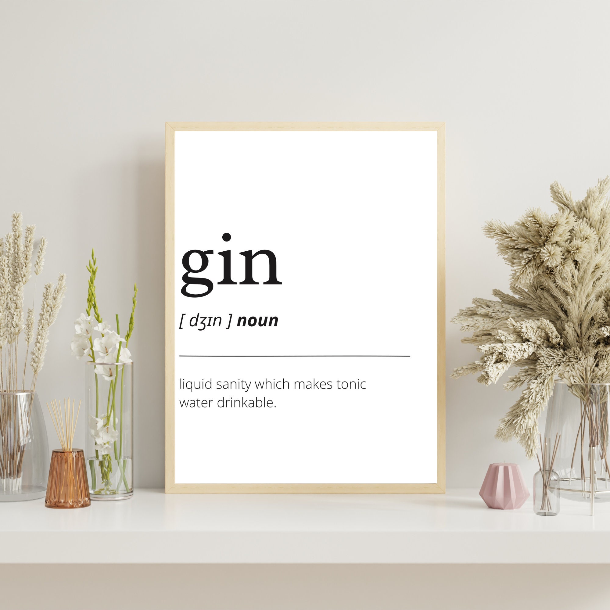 Gin Definition Print A4 Poster Funny Quote Print Wall Etsy