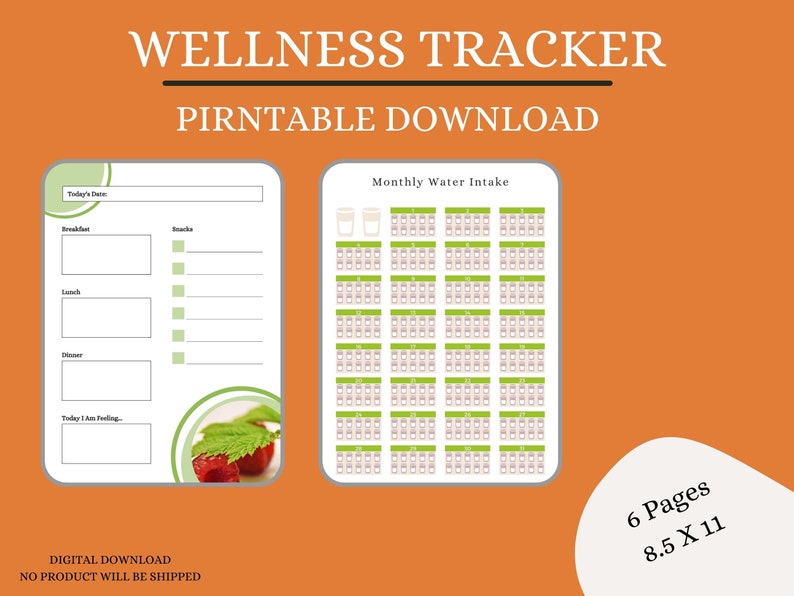 Wellness Tracker Printable Health & Wellness Printable - Etsy