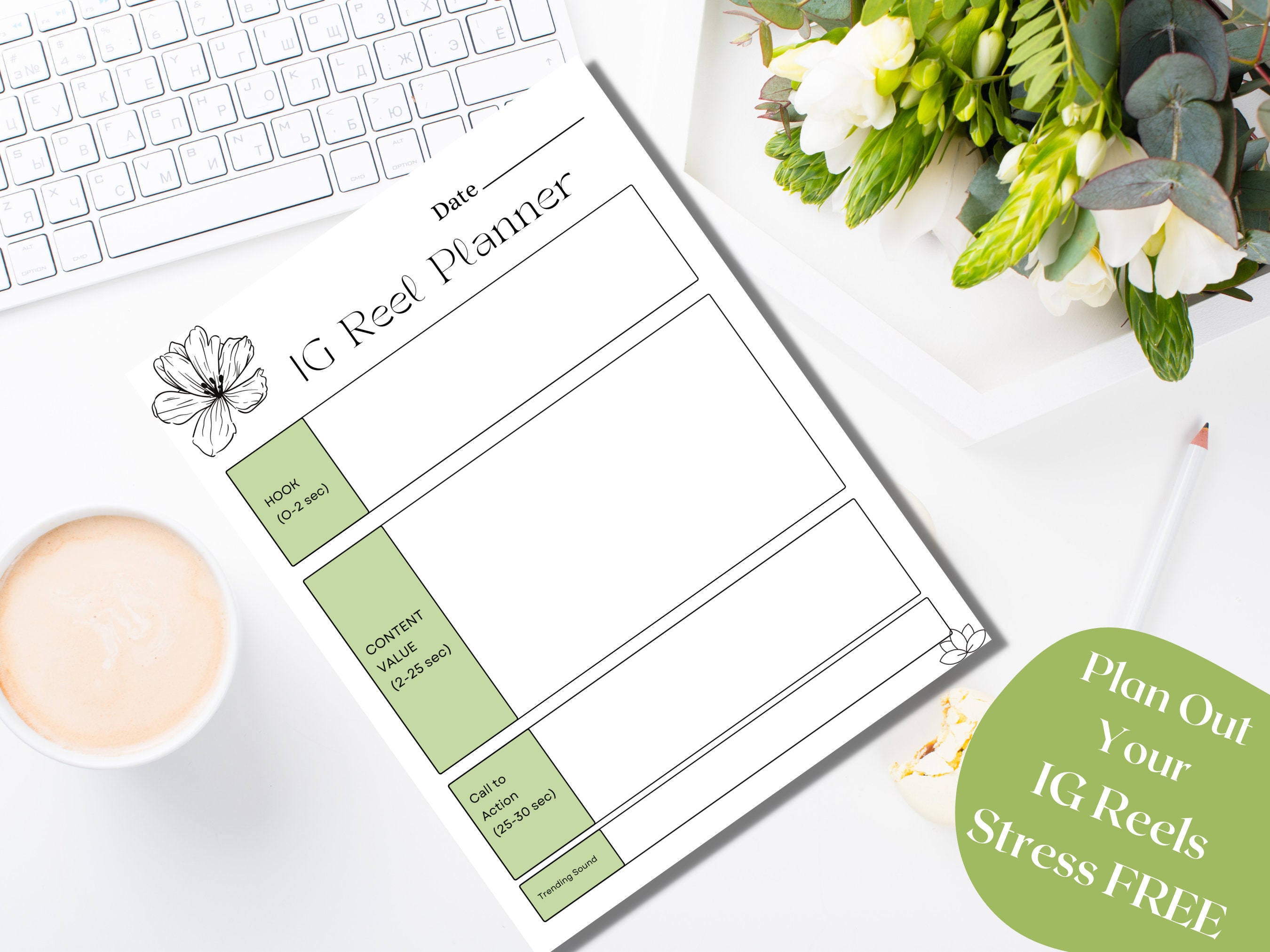 Instagram Reels Planning Worksheet Short Form Video Planner