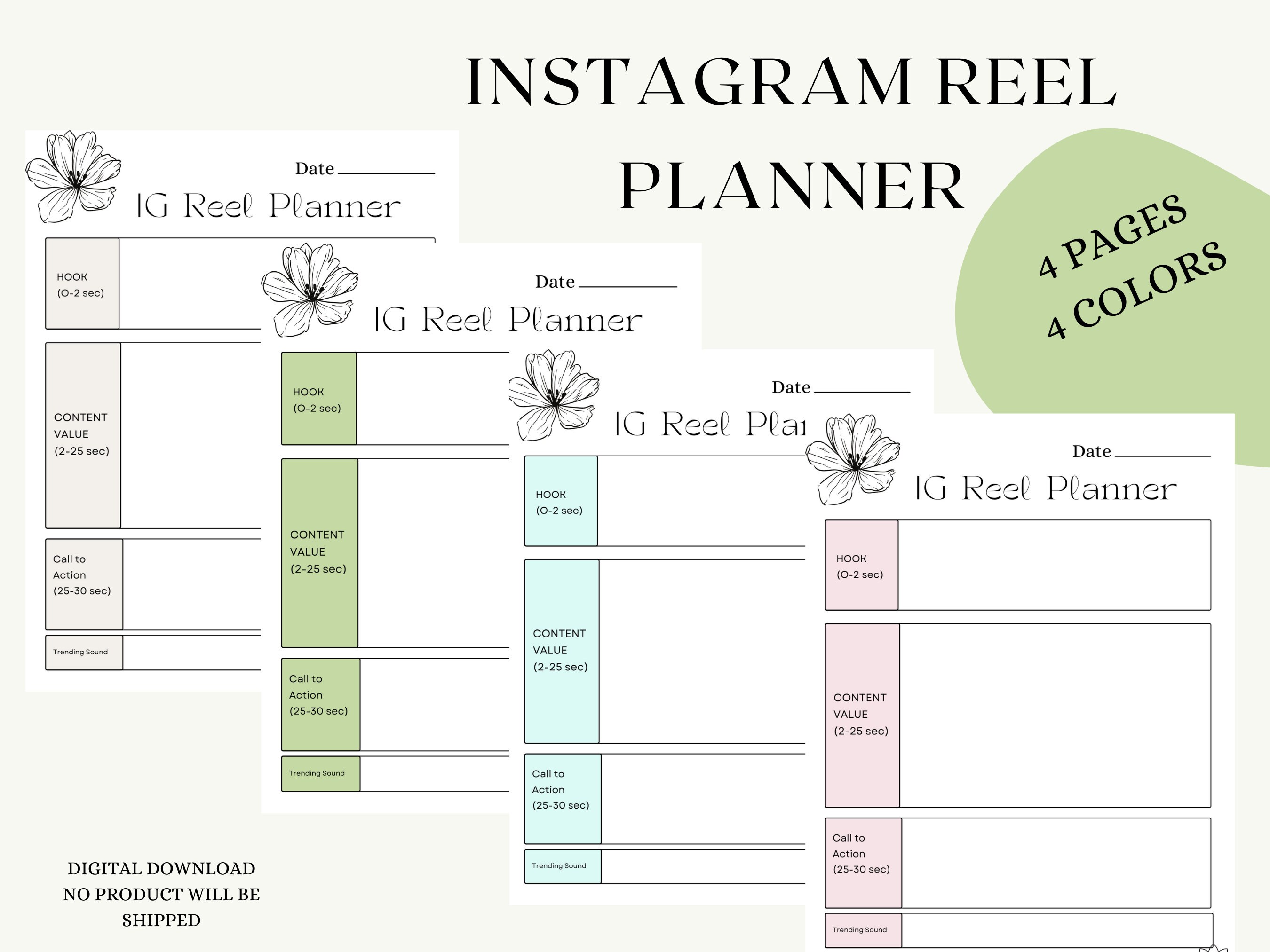 Instagram Reels Planning Worksheet Short Form Video Planner